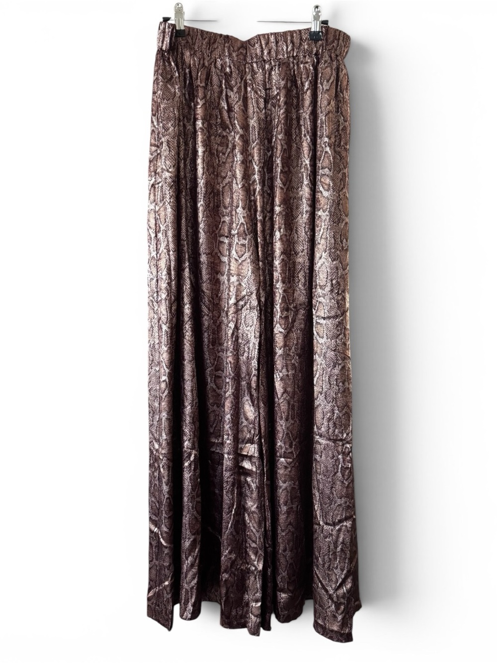 glam - Metallic Snakeskin Wide Leg Pants - Large -  A077